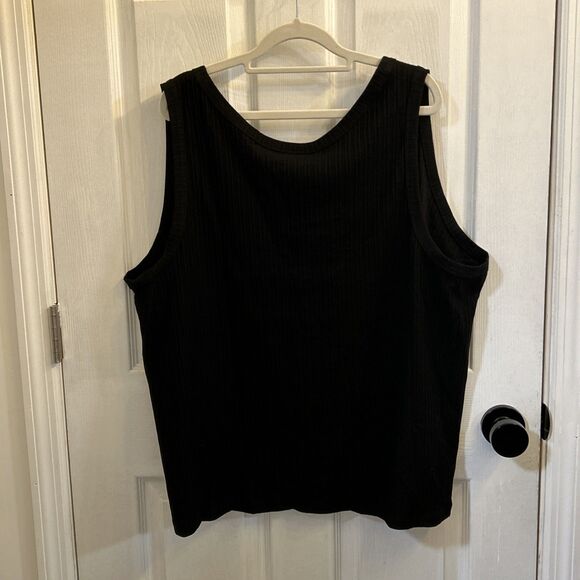 NWT Ava & Viv Tank Top 3X Black Plus Size Ribbed Cotton Blend Sleeveless Shirt - Picture 2 of 16